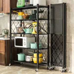 5 Tier Collapsible Kitchen Rack na Magurudumu