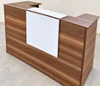 Modern Executive Reception Desk - Walnut & White - 2