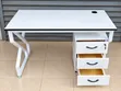 Modern White Office Desk with 3 Lockable Drawers - 1