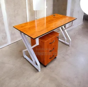 Modern Office Desk with 3-Drawer Pedestal & X-Leg Frame