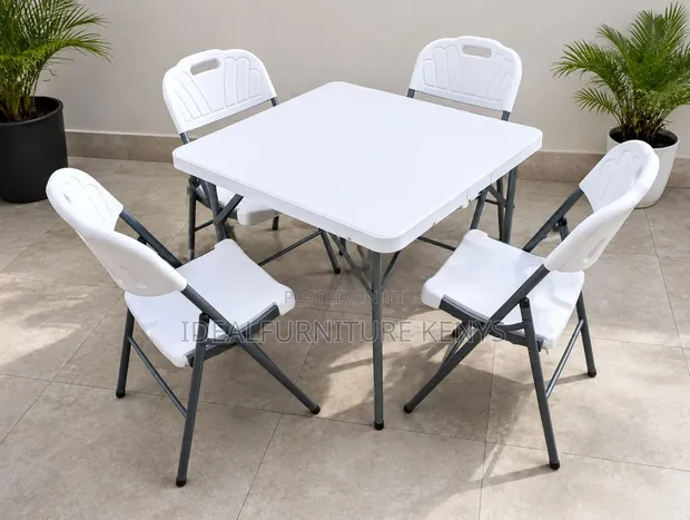 5-Piece Folding Dining Table & Chairs Set - 1