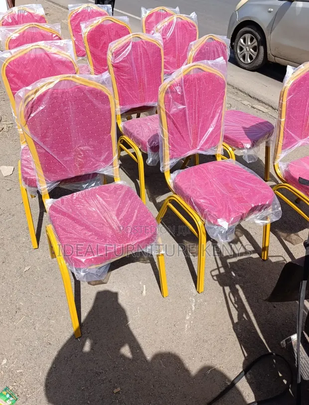 Premium Gold Frame Banquet Chair - Pink Upholstered - 1