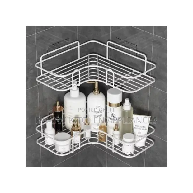 Bathroom Corner Shelf Organizer with Sticker - 1