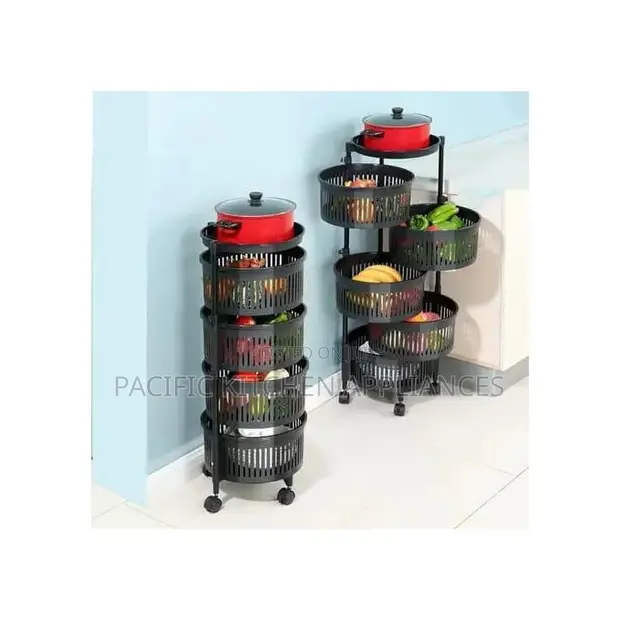4-Tier Metal Round Rotating Vegetable Storage Organizer - 1