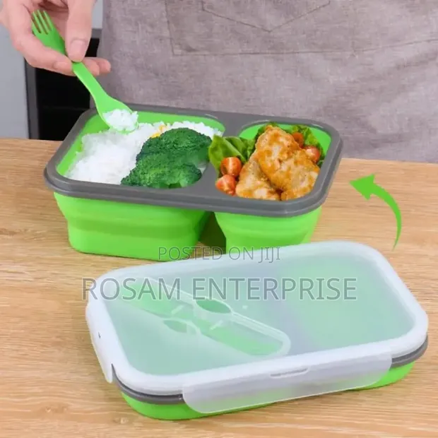 Foldable Silicone Lunch Box - 2 Compartments - 1