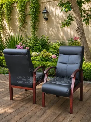 Premium Wooden Frame Church Chairs - Black Leather Finish