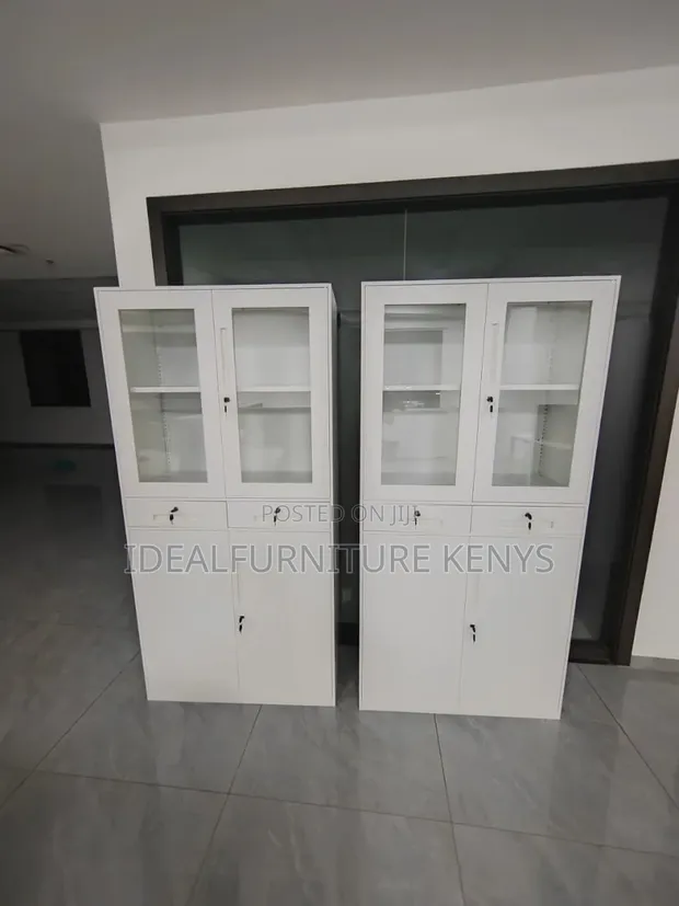 Boss Office Products White Glass-Front Office Storage Cabinet - 1