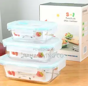 3pc Borosilicate Glass Food Storage Containers | Airtight Lids