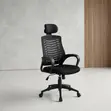 Kiti cha Ofisi cha Ergonomic chenye Mkeka na Kichwa - Nyeusi - 1