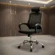 Kiti cha Ofisi cha Ergonomic chenye Mkeka na Kichwa - Nyeusi - 2