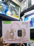 A58 Plus Smart Watch Set ya Zawadi 8-in-1 na Pink Strap & Jewelry - 2