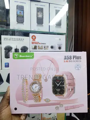 A58 Plus Smartwatch Rose Gold Set ya Zawadi ya Wanawake 8-in-1