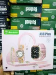A58 Plus Smart Watch 8-in-1 Gift Set na Pink Strap - 1