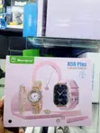 A58 Plus Smart Watch 8-in-1 Gift Set na Pink Strap - 2