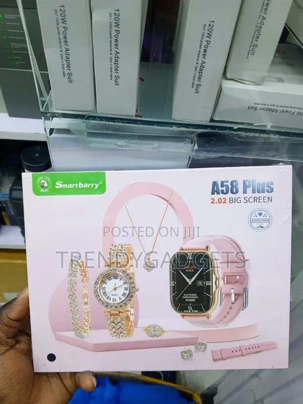 A58 Plus Rose Gold Smartwatch Set ya Vito vya Kujitia kwa Wanawake - 1