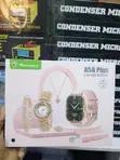 A58 Plus Smart Watch 8-in-1 Gift Set na Pink Strap - 2