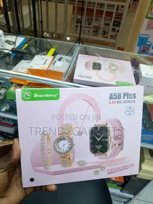 A58 Plus Smart Watch 8-in-1 Gift Pack for Women