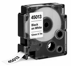 Dymo 45013 Nyeusi kwenye Nyeupe 12mm Label Tape Inayoendana