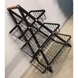3-Tier Metallic Mesh Fruit Basket - Nyeusi
