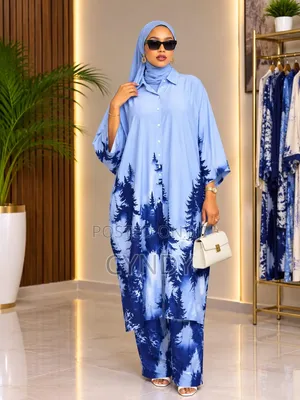 Long Cover Up Dress na Trousers Rangi ya Pink Moto