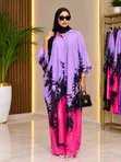 Long Cover Up Dress na Trousers Rangi ya Pink Moto - 2