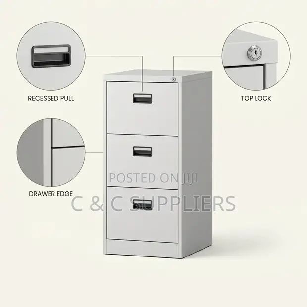 3-Drawer Gym/Home Storage Cabinet - White - 1