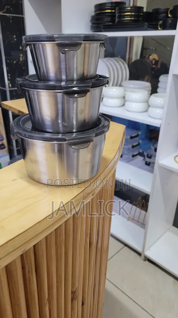 Seti ya Vipande 3 vya Sanduku la Chakula cha Mchana la 304 Stainless Steel Isiyovuja - 1
