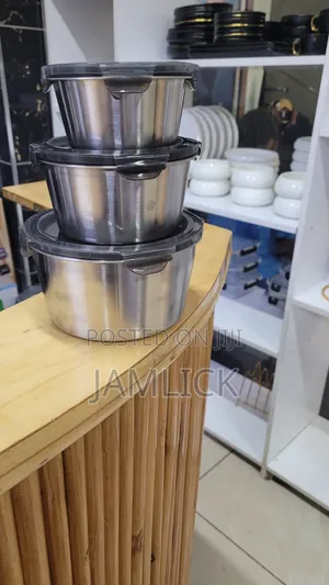 Seti ya Vipande 3 vya Sanduku la Chakula cha Mchana la 304 Stainless Steel Isiyovuja