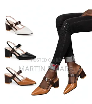 Viatu vya Kisigino vya Slingback Chunky Halisi (Size 37-43)