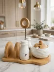 Salt, Pepper, Sugar Dish Set with Serviette Holder - 1