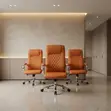 High Backrest Brown Leather Office Chair - 3