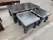 Wooden Coffee Table with 6 Stools - 1