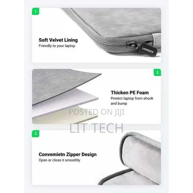 UGREEN LP187 Sleeve ya Laptop (inchi 13-13.9) - Kijivu - 1