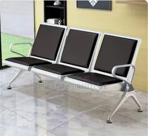 Black Heavy-Duty 3-Link Waiting Bench