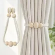 2pc Magnetic Curtain Tie Backs with Wooden Beads - 1