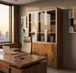 Wooden 3-Door Half Glass Storage Filing Cabinet - 1