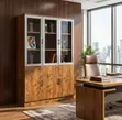 Wooden 3-Door Half Glass Storage Filing Cabinet - 4