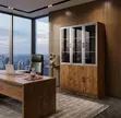 Wooden 3-Door Half Glass Storage Filing Cabinet - 5