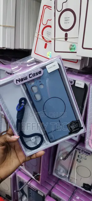 Kesi ya Bluu ya Sumaku na Lanyard kwa Samsung Galaxy S22 Ultra