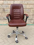 Executive Office Chair - Brown Leather Look - 2