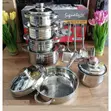 Signature Induction Base Stainless Steel Cookware Set yenye Vifuniko vya Kioo - 2