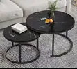 Round Wooden Top Fluted White Coffee Table - 1