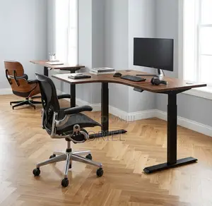 Desk ya Ofisi ya L-Shaped ya Umeme yenye Curve