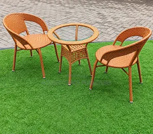 Outdoor Rattan Bistro Set - Viti 2 & Meza ya Kioo