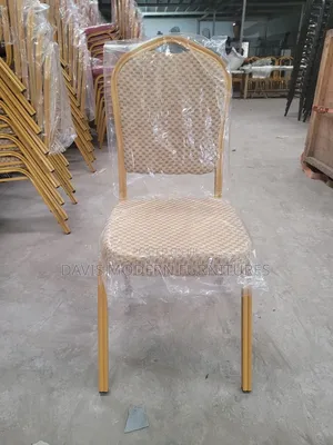Golden Frame Banquet Chair - Beige Patterned