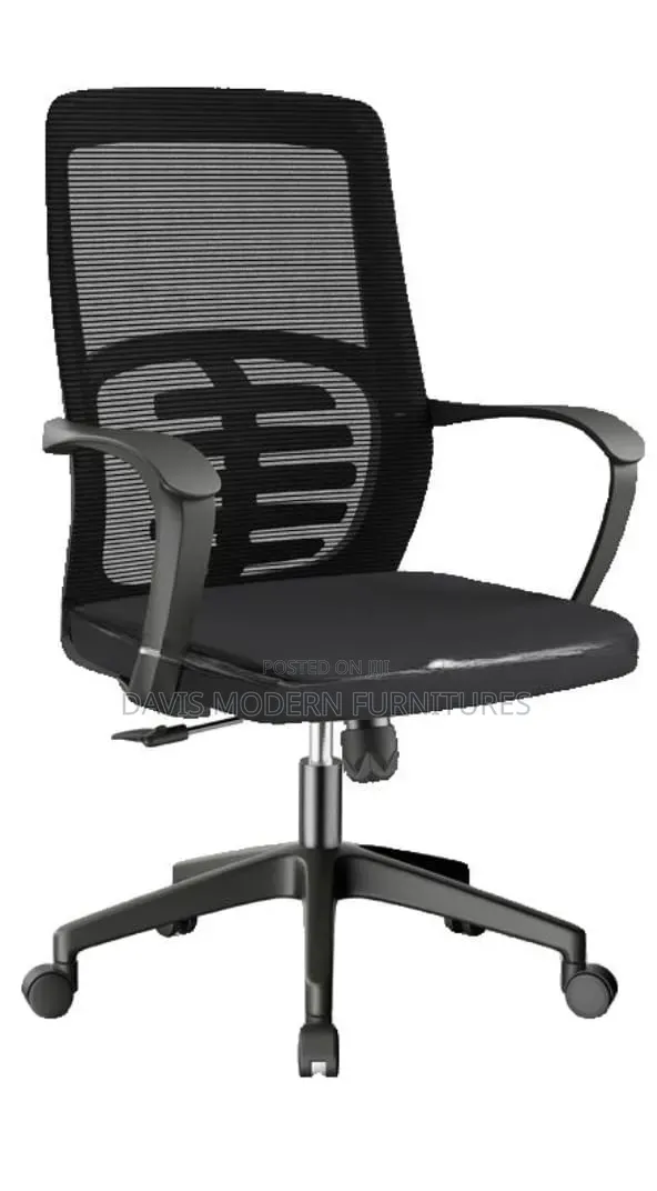 Mid-Back Swivel Office Chair - Black - 1