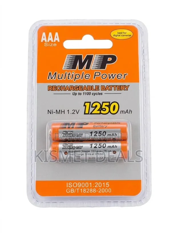 Betri za AAA Zinazoweza Kuchajiwa za MP 1250mAh (Pakiti ya 2) - 1