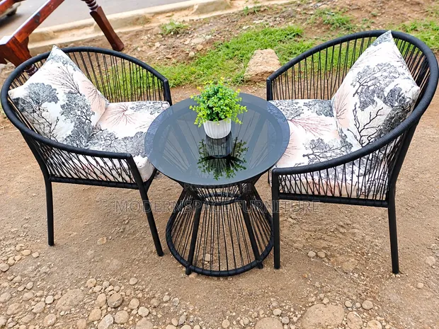 2-Seater Outdoor Set with Glass Table - 1