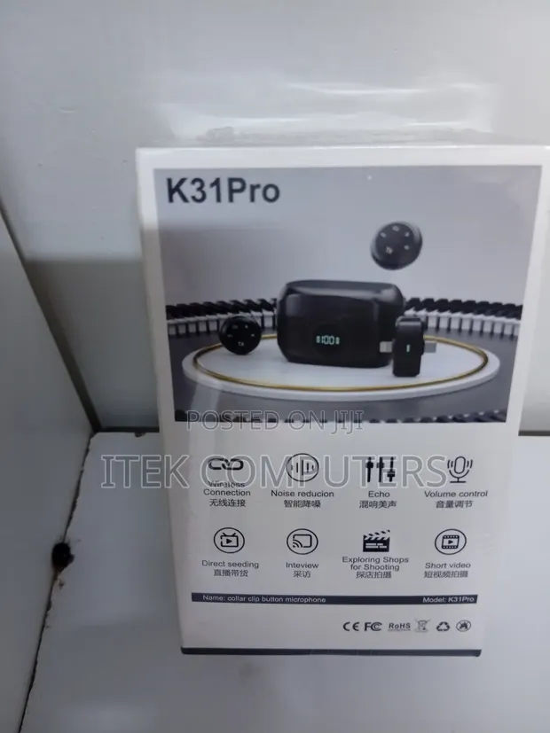 K31 Pro Collar Clip Microphone with Digital Battery Case - 1