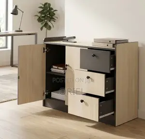 Executive Office Credenza yenye Droo - Mbao Rangi ya Brown